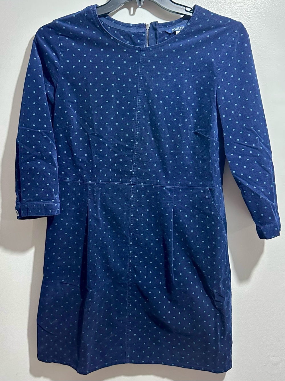 Joules Navy Blue Corduroy Polka Dot Dress Size 10 (1239)